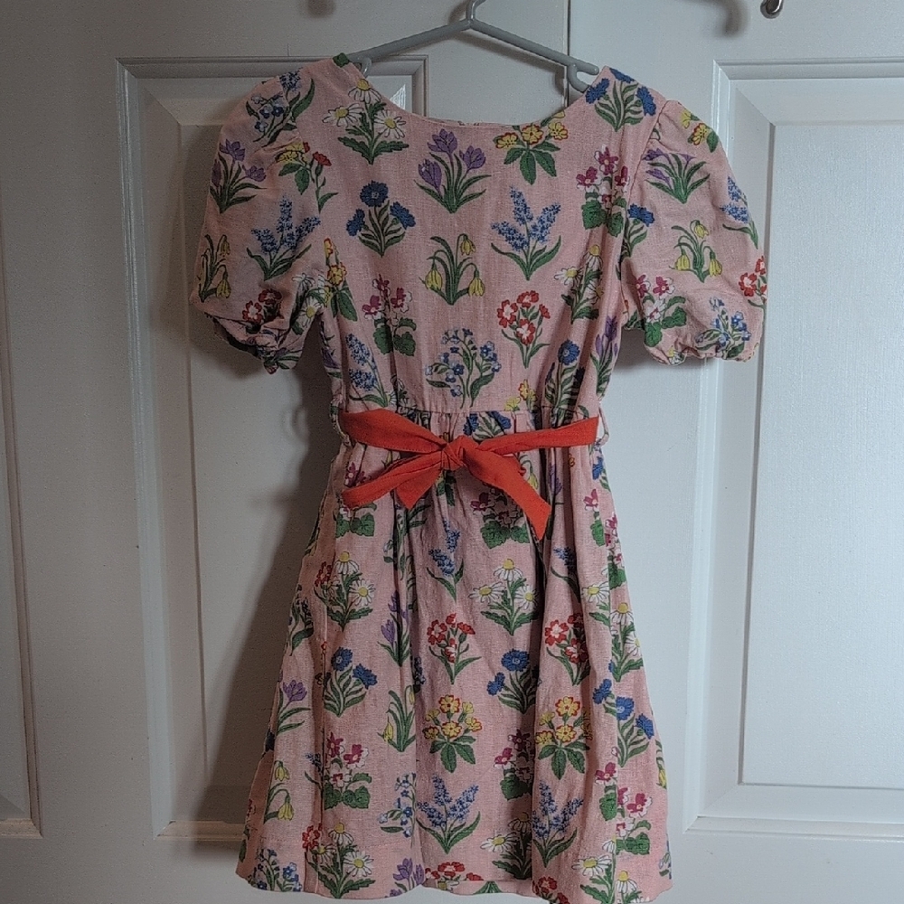 Mini Boden Pink A-line Dress with Puff Sleeves